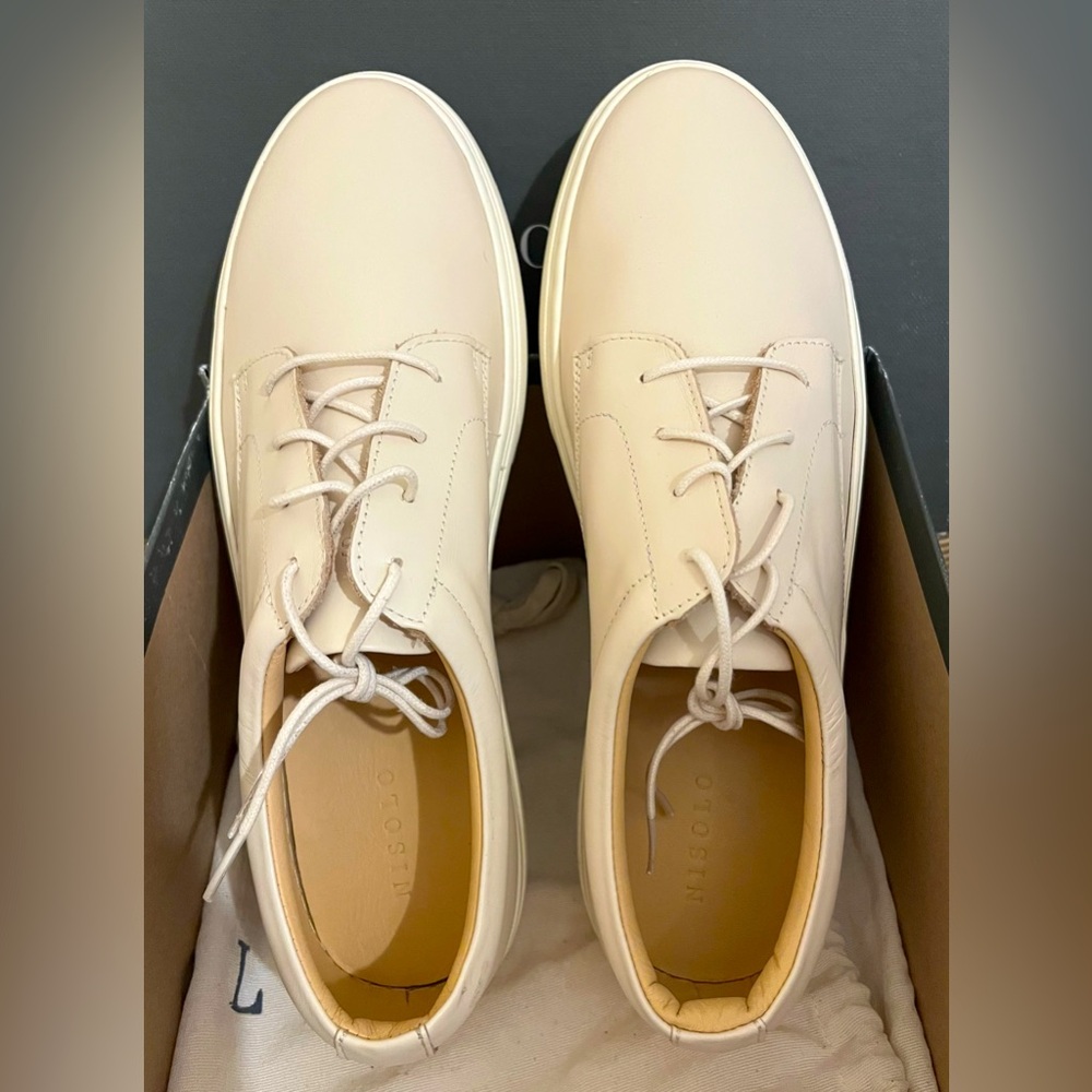 🌟NWT Nisolo Men's Diego Leather Everyday Low Top Sneaker in Bone, Size 9 - Picture 4 of 17